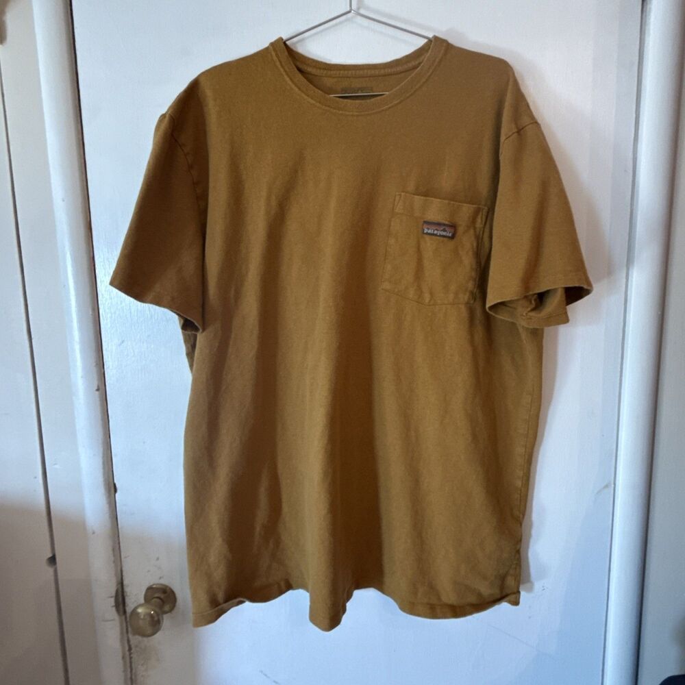 Patagonia Daily Pocket T-Shirt in Gold/Orange 53396 Organic Cotton | Men's XXL